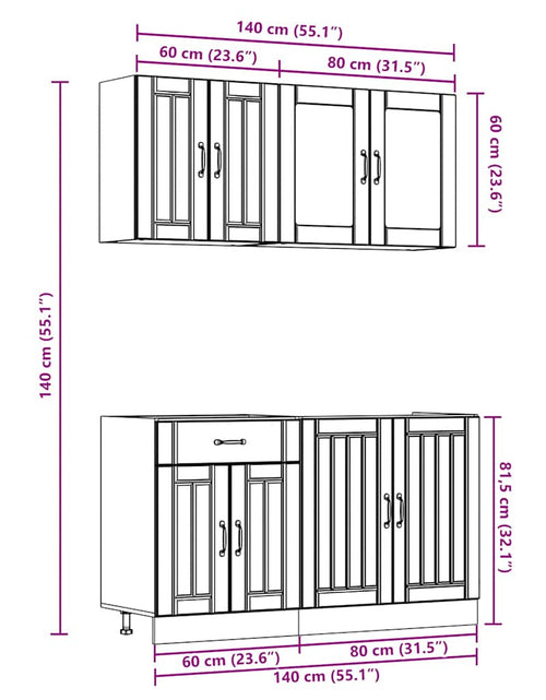 Încărcați imaginea în vizualizatorul Galerie, Set de dulapuri de bucătărie 4 piese „Kalmar” lemn Sonoma gri
