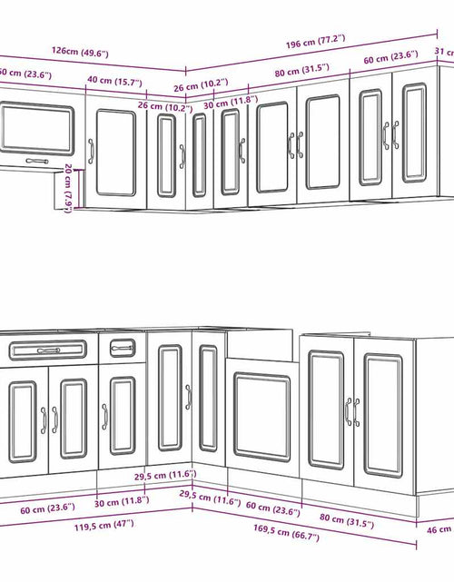 Încărcați imaginea în vizualizatorul Galerie, Set dulap de bucătărie 11 piese „Kalmar” lemn negru prelucrat
