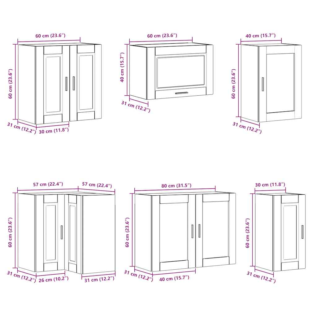 Set dulap de bucătărie 11 piese „Porto” lemn negru prelucrat