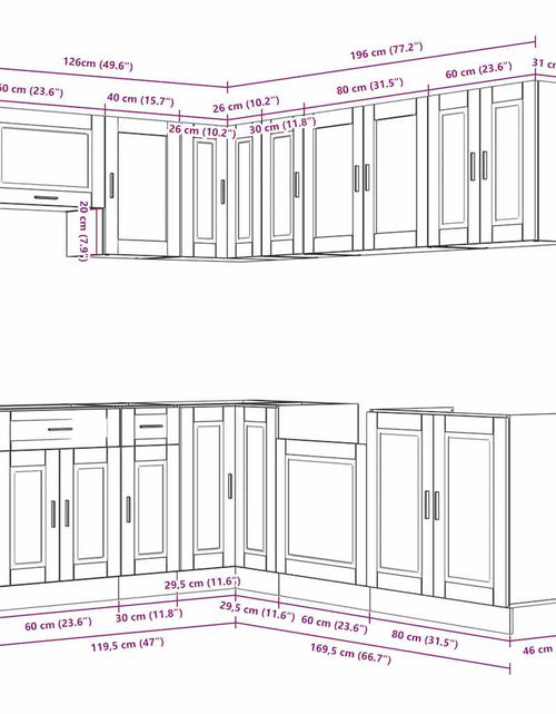 Încărcați imaginea în vizualizatorul Galerie, Set dulap de bucătărie 11 piese „Porto” alb lucios Lemn
