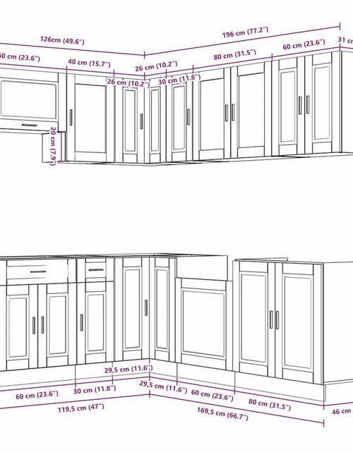 Загрузите изображение в средство просмотра галереи, Set dulap de bucătărie din 11 piese „Porto” lemn stejar Sonoma
