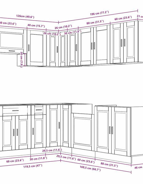 Încărcați imaginea în vizualizatorul Galerie, Set dulap de bucătărie din 11 piese „Porto” stejar maro lemn
