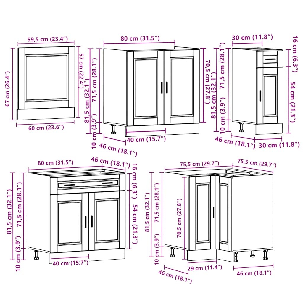 Set dulapuri de bucătărie 11 piese „Porto” gri beton Lemn