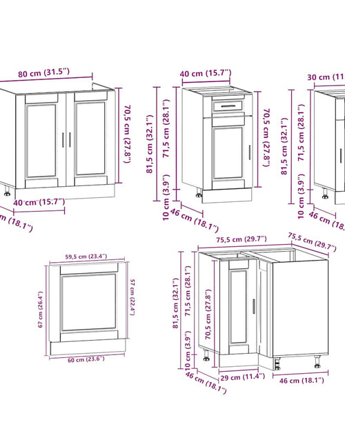 Încărcați imaginea în vizualizatorul Galerie, Set dulap de bucătărie 11 piese „Porto” alb lucios Lemn
