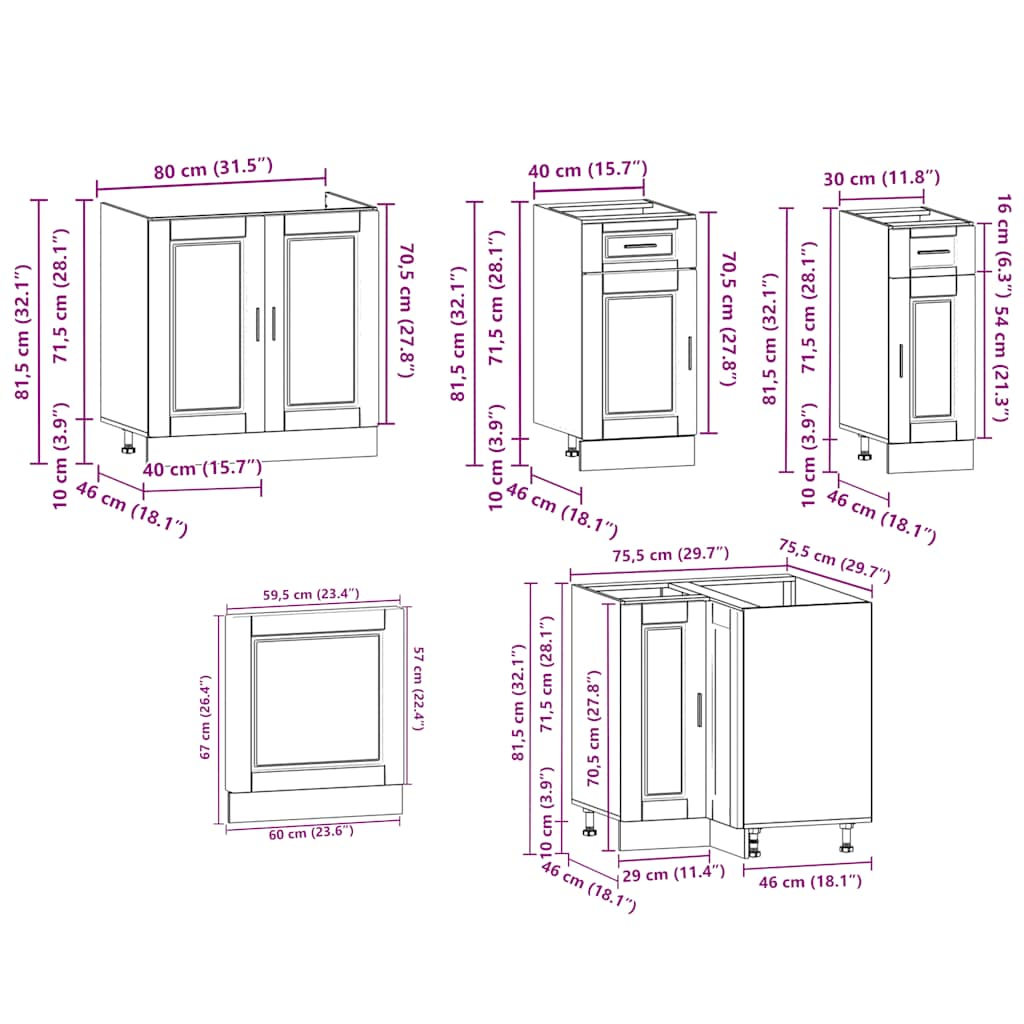 Set dulapuri de bucătărie 11 piese „Porto” gri beton Lemn