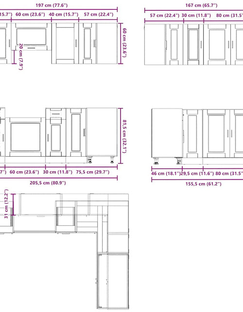 Încărcați imaginea în vizualizatorul Galerie, Set dulap de bucătărie din 11 piese „Porto” stejar maro lemn
