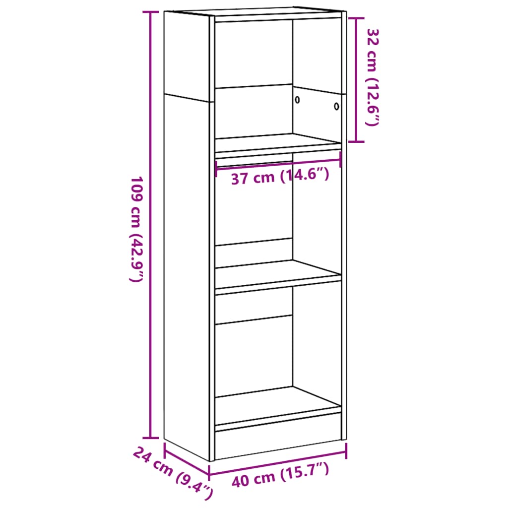 Bibliotecă, stejar maro, 40x24x109 cm, lemn prelucrat