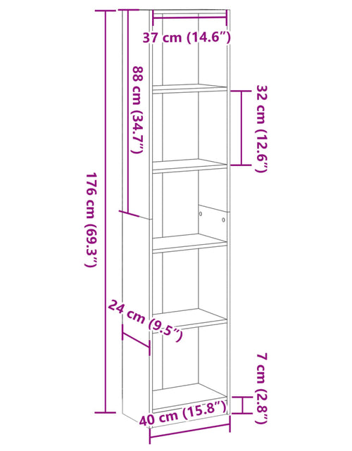 Încărcați imaginea în vizualizatorul Galerie, Bibliotecă, alb, 40x24x176 cm, lemn prelucrat
