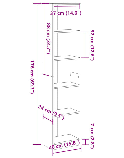 Încărcați imaginea în vizualizatorul Galerie, Bibliotecă, stejar fumuriu, 40x24x176 cm, lemn prelucrat
