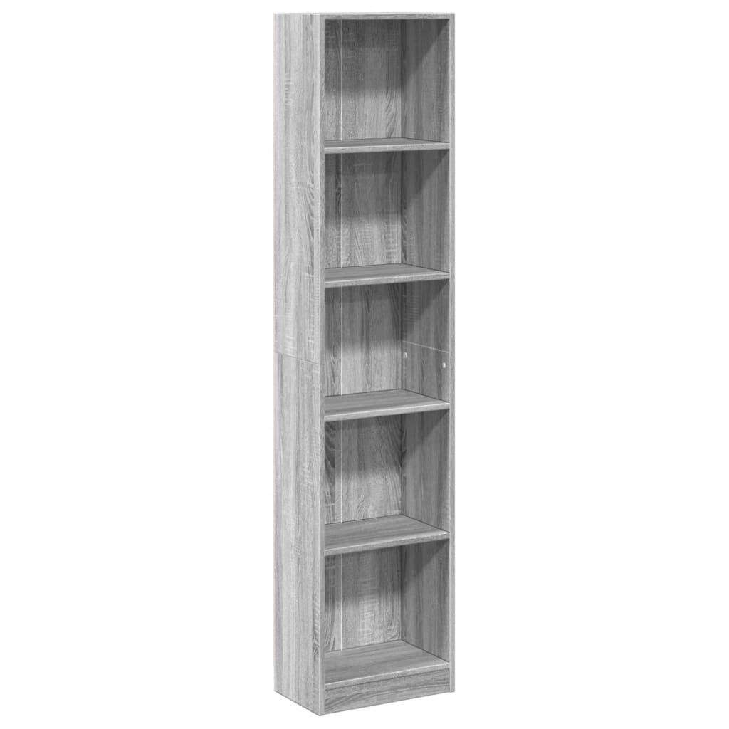 Bibliotecă, gri sonoma, 40x24x176 cm, lemn prelucrat