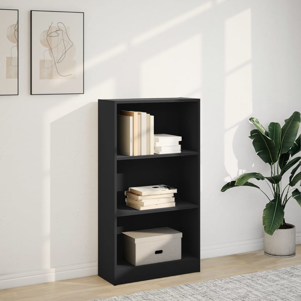 Bibliotecă, negru, 60x24x109 cm, lemn prelucrat