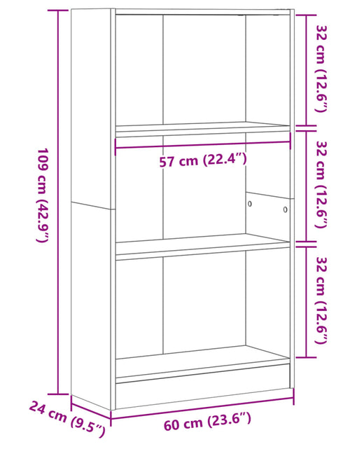 Încărcați imaginea în vizualizatorul Galerie, Bibliotecă, negru, 60x24x109 cm, lemn prelucrat
