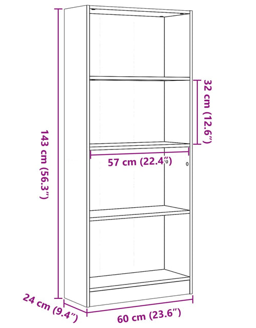 Încărcați imaginea în vizualizatorul Galerie, Bibliotecă, negru, 60x24x143 cm, lemn prelucrat
