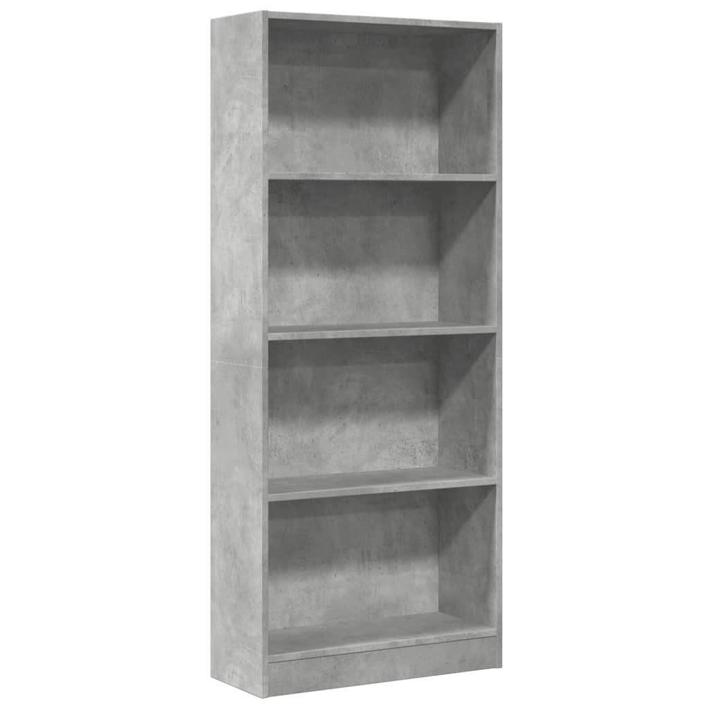 Bibliotecă, gri beton, 60x24x143 cm, lemn prelucrat