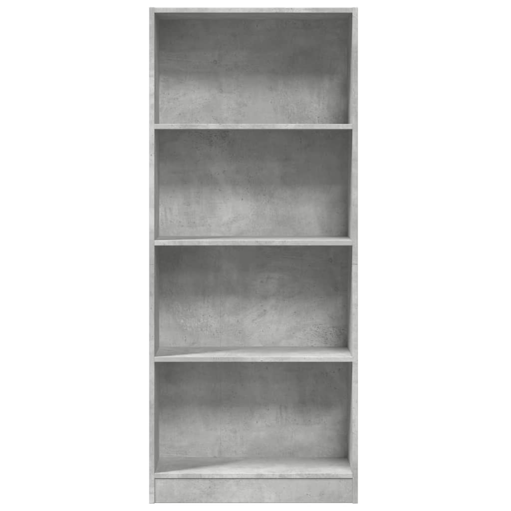 Bibliotecă, gri beton, 60x24x143 cm, lemn prelucrat