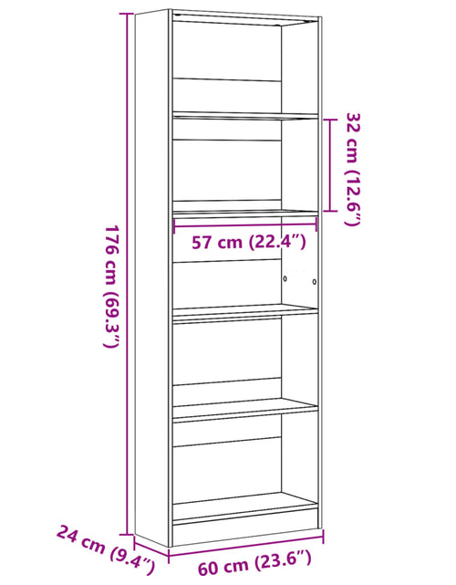 Загрузите изображение в средство просмотра галереи, Bibliotecă, stejar sonoma, 60x24x176 cm, lemn prelucrat
