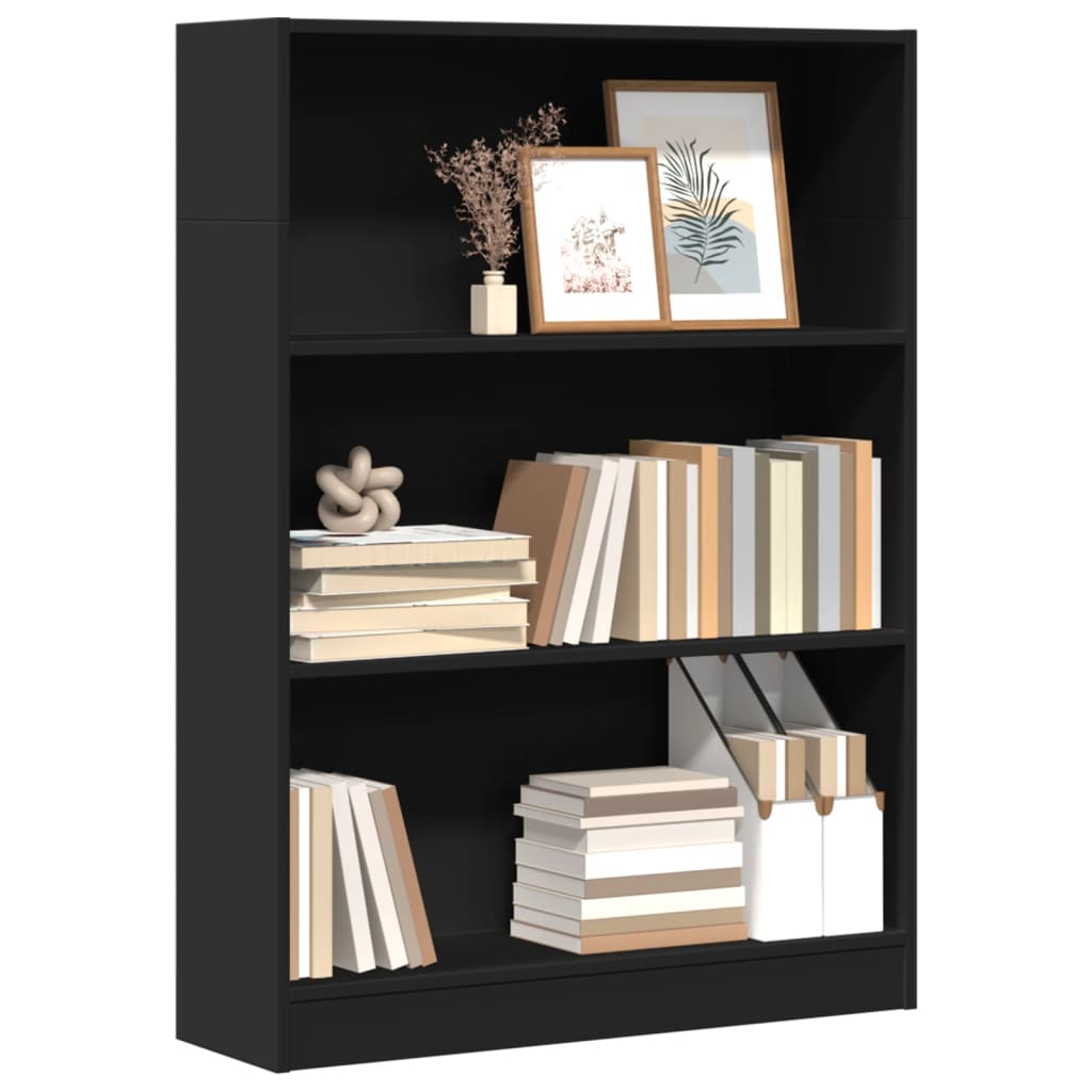 Bibliotecă, negru, 80x24x109 cm, lemn prelucrat