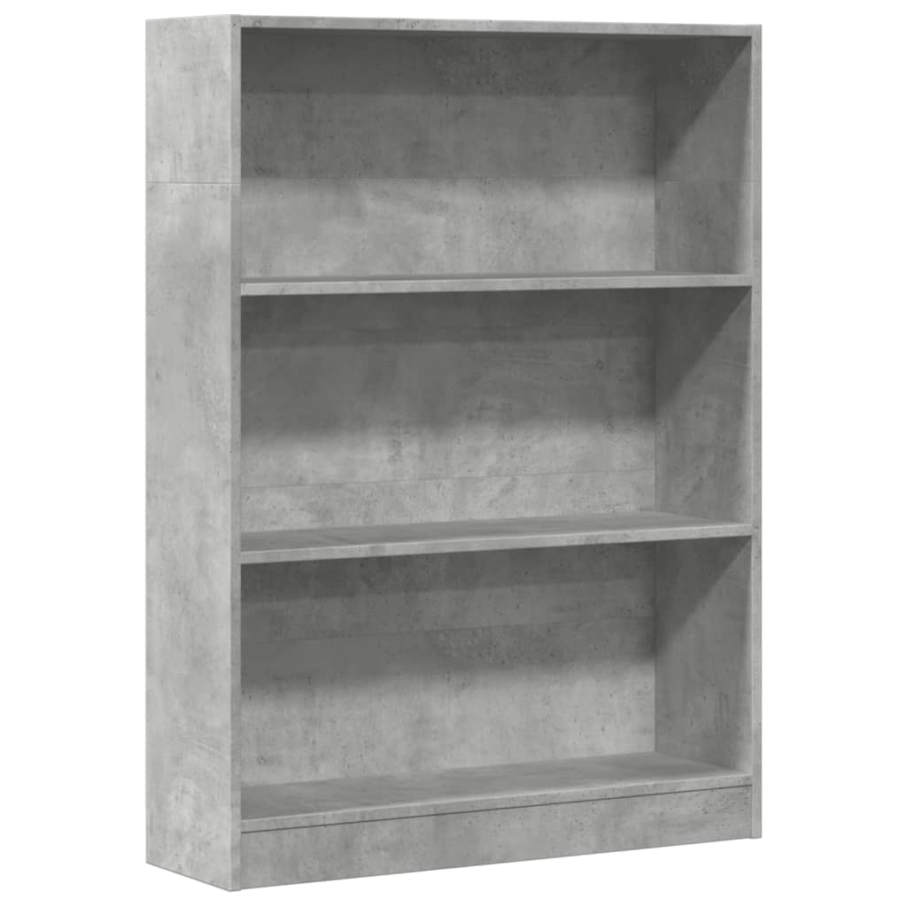 Bibliotecă, gri beton, 80x24x109 cm, lemn prelucrat