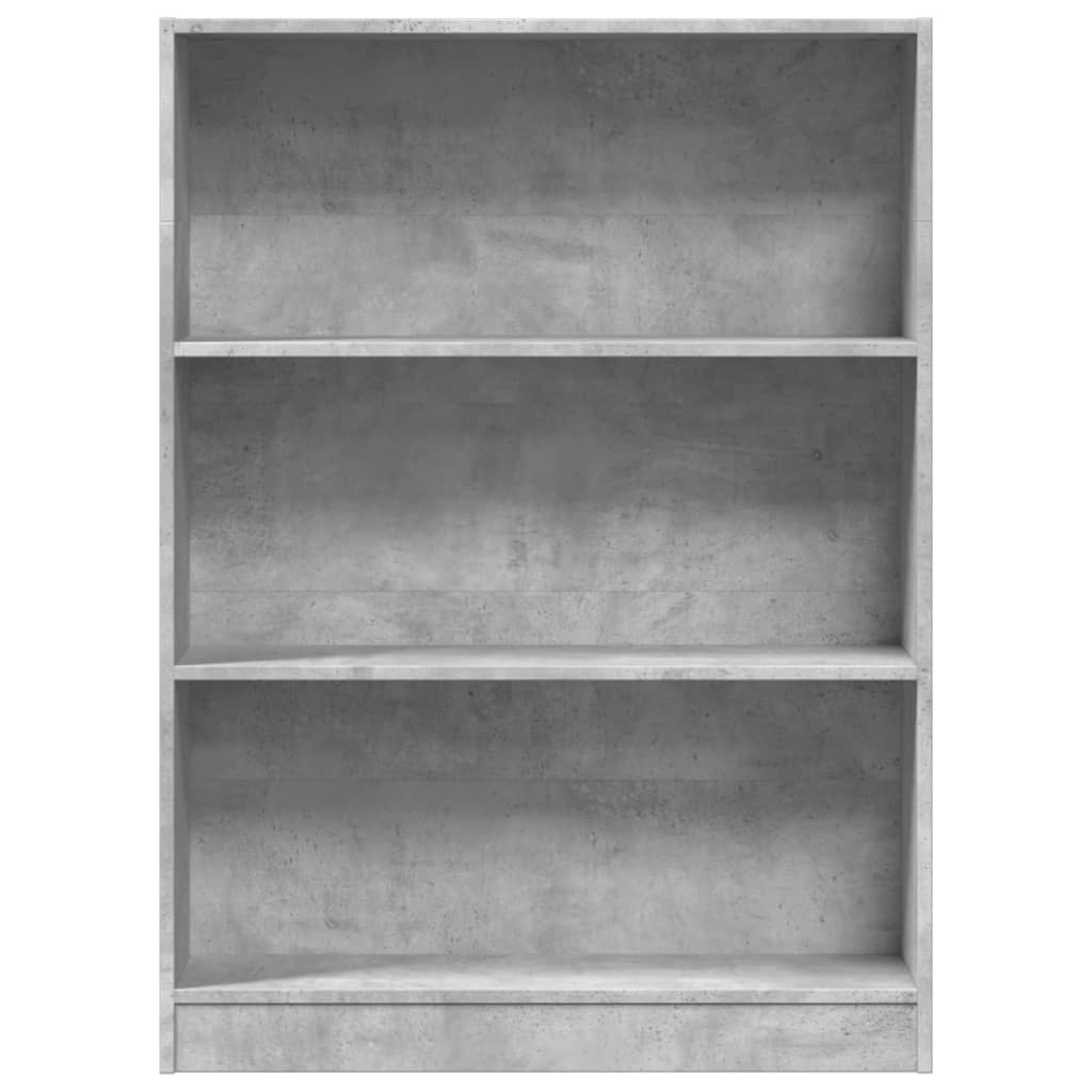 Bibliotecă, gri beton, 80x24x109 cm, lemn prelucrat