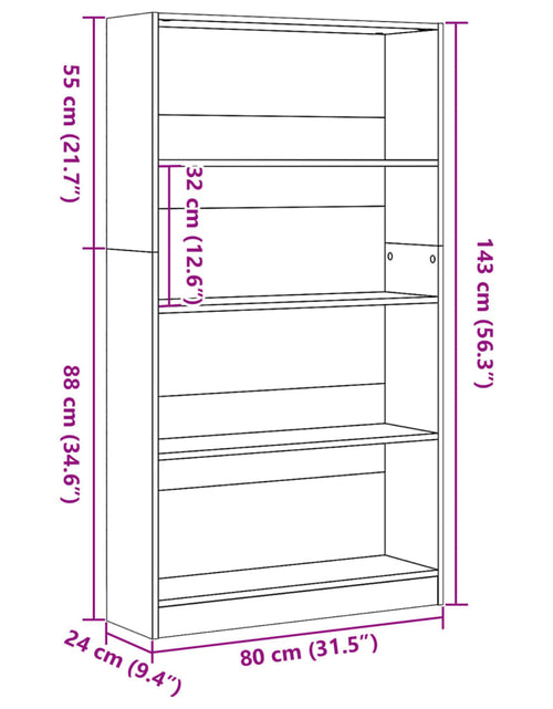 Încărcați imaginea în vizualizatorul Galerie, Bibliotecă, gri beton, 80x24x143 cm, lemn prelucrat
