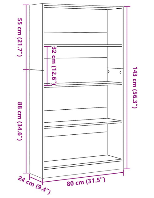 Загрузите изображение в средство просмотра галереи, Bibliotecă, gri sonoma, 80x24x143 cm, lemn prelucrat
