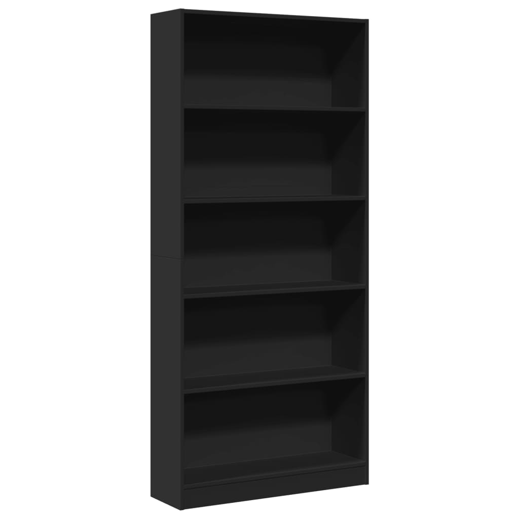 Bibliotecă, negru, 80x24x176 cm, lemn prelucrat