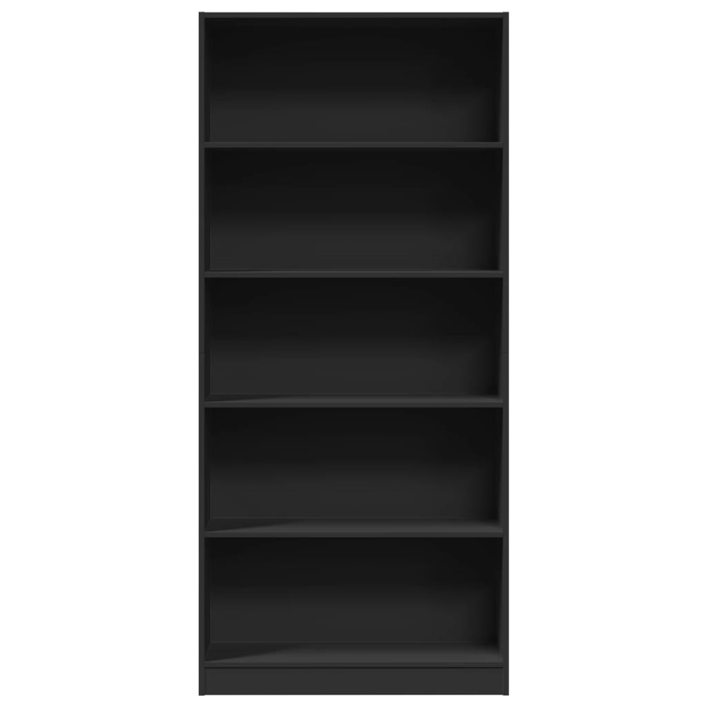 Bibliotecă, negru, 80x24x176 cm, lemn prelucrat