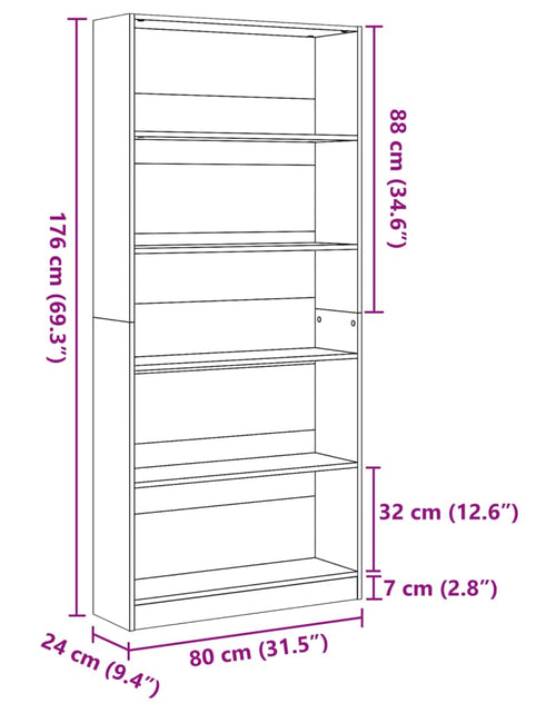 Încărcați imaginea în vizualizatorul Galerie, Bibliotecă, negru, 80x24x176 cm, lemn prelucrat
