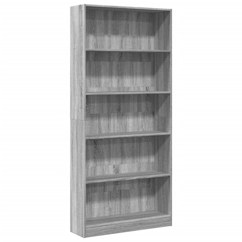 Bibliotecă, gri sonoma, 80x24x176 cm, lemn prelucrat