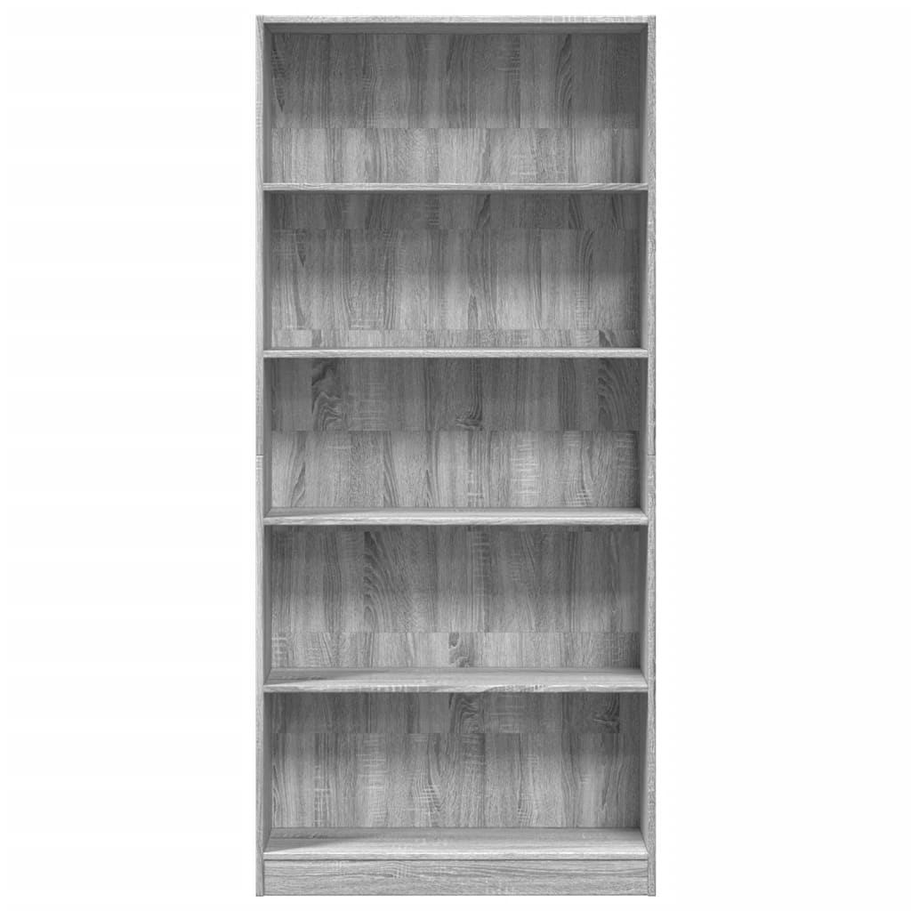 Bibliotecă, gri sonoma, 80x24x176 cm, lemn prelucrat