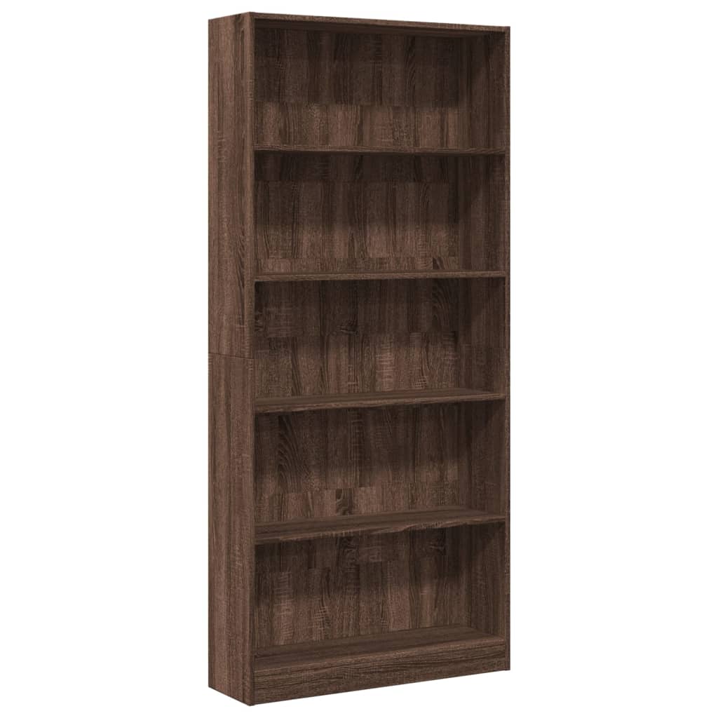 Bibliotecă, stejar maro, 80x24x176 cm, lemn prelucrat