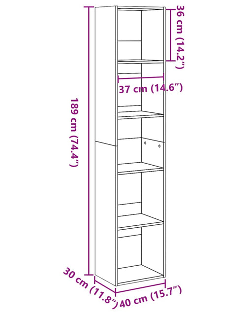 Încărcați imaginea în vizualizatorul Galerie, Bibliotecă, gri beton, 40x30x189 cm, lemn prelucrat
