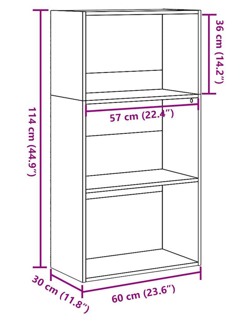 Încărcați imaginea în vizualizatorul Galerie, Bibliotecă, gri beton, 60x30x114 cm, lemn prelucrat
