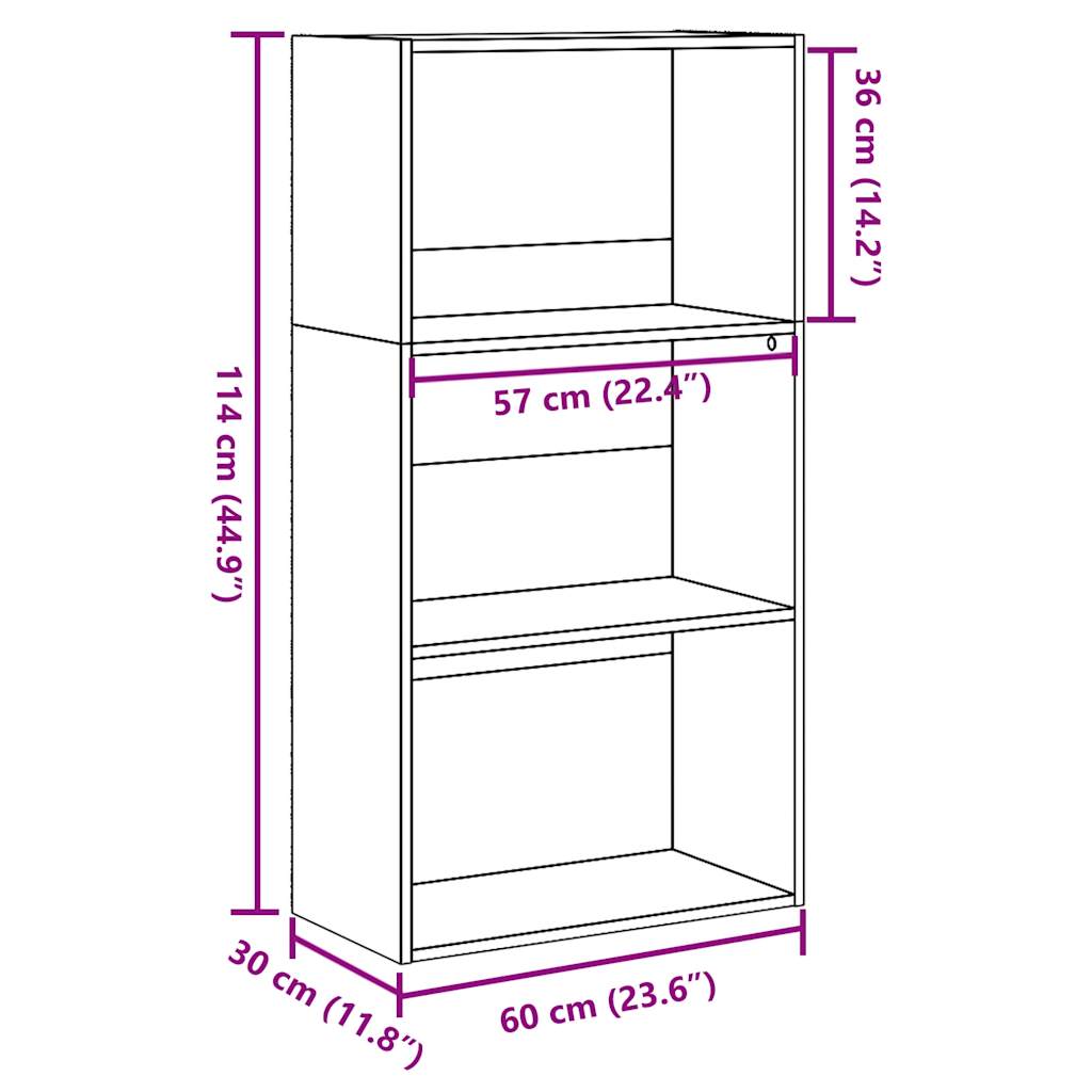 Bibliotecă, stejar fumuriu, 60x30x114 cm, lemn prelucrat