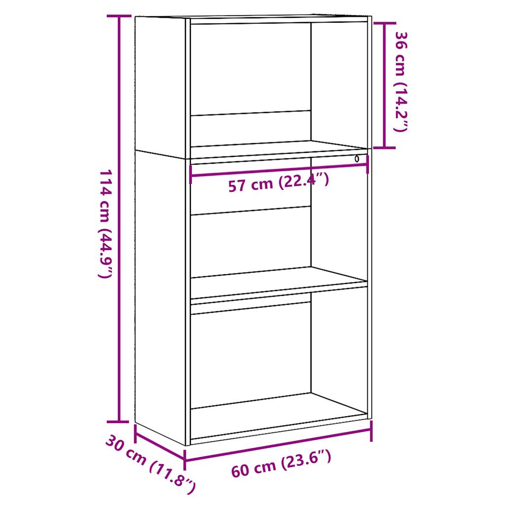 Bibliotecă, stejar maro, 60x30x114 cm, lemn prelucrat