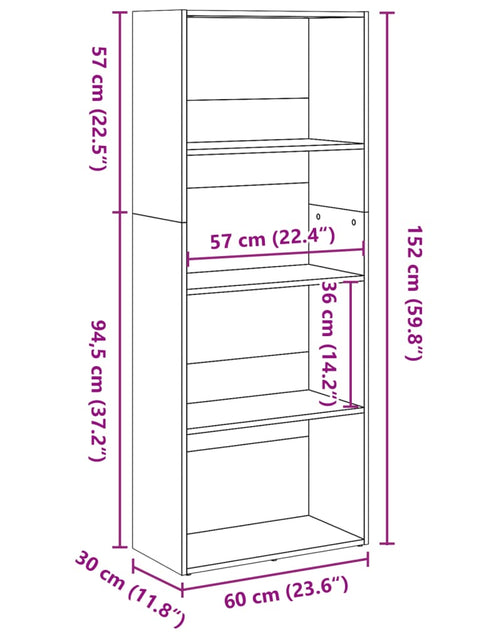 Загрузите изображение в средство просмотра галереи, Bibliotecă, gri sonoma, 60x30x152 cm, lemn prelucrat
