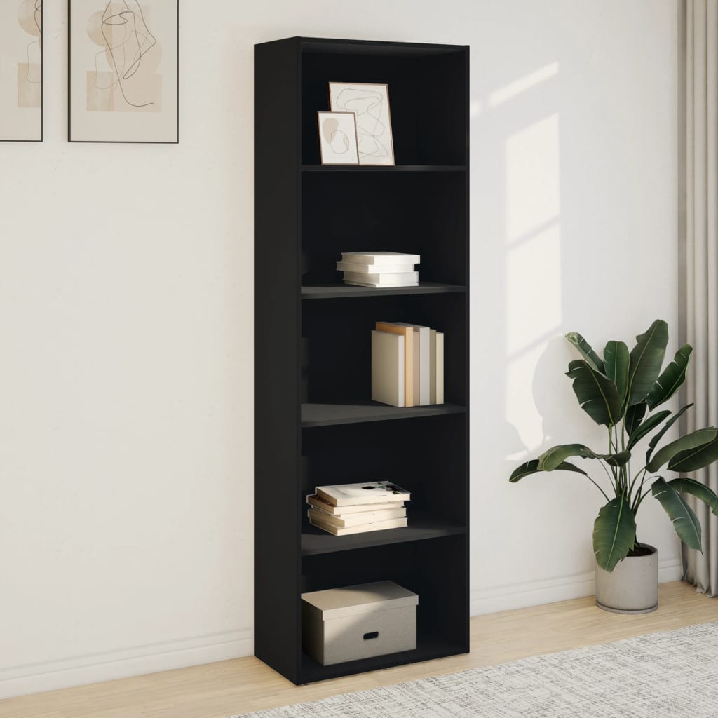 Bibliotecă, negru, 60x30x189 cm, lemn prelucrat