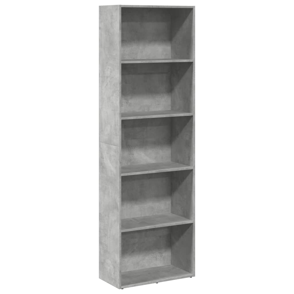 Bibliotecă, gri beton, 60x30x189 cm, lemn prelucrat