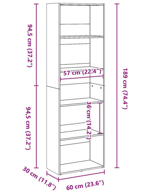 Загрузите изображение в средство просмотра галереи, Bibliotecă, gri beton, 60x30x189 cm, lemn prelucrat
