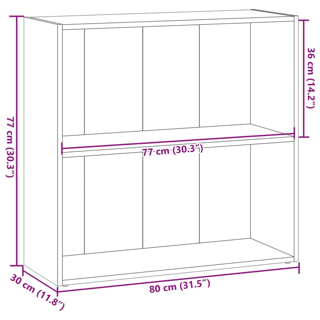 Bibliotecă, stejar artizanal, 80x30x77 cm, lemn prelucrat