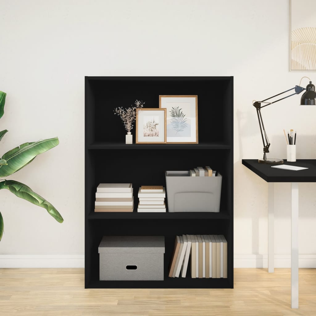 Bibliotecă, negru, 80x30x114 cm, lemn prelucrat