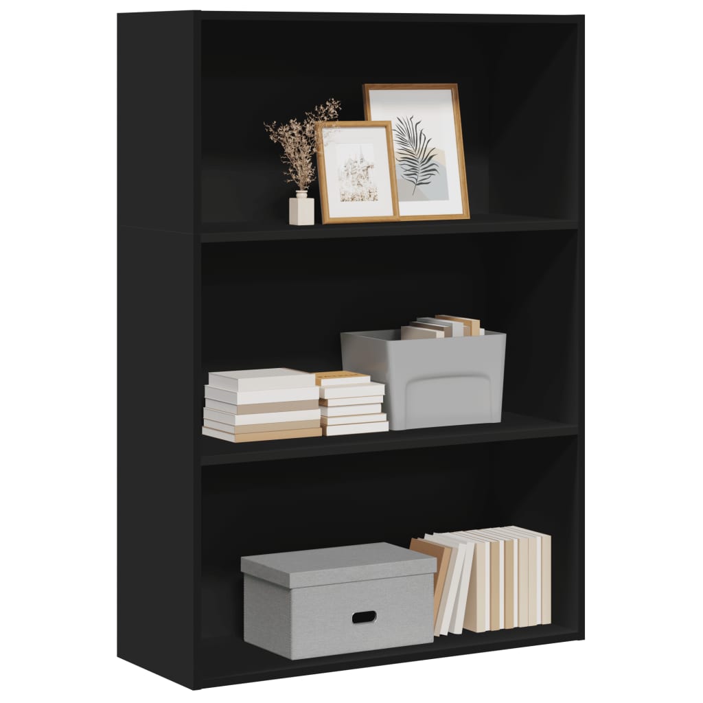 Bibliotecă, negru, 80x30x114 cm, lemn prelucrat