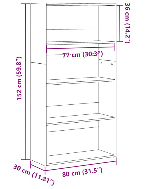 Încărcați imaginea în vizualizatorul Galerie, Bibliotecă, stejar sonoma, 80x30x152 cm, lemn prelucrat
