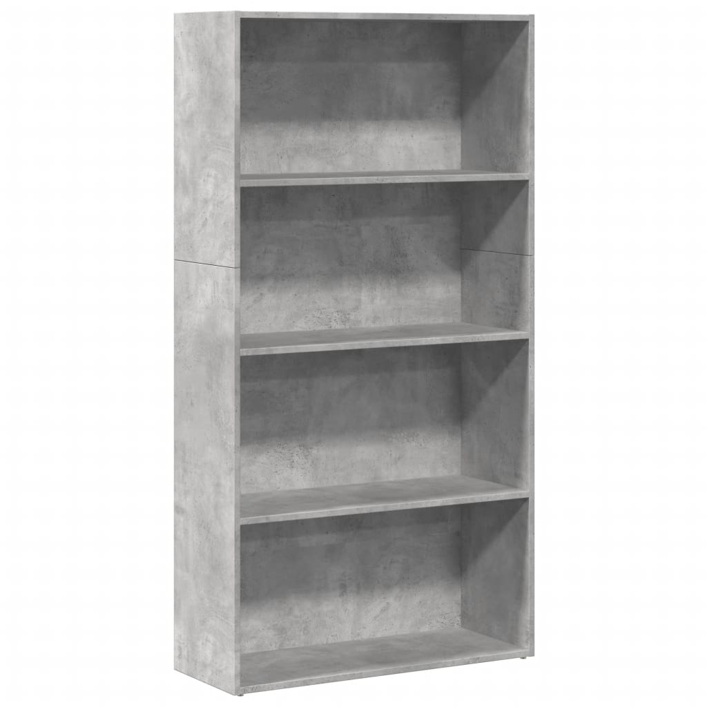 Bibliotecă, gri beton, 80x30x152 cm, lemn prelucrat