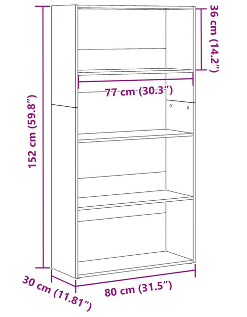 Încărcați imaginea în vizualizatorul Galerie, Bibliotecă, stejar fumuriu, 80x30x152 cm, lemn prelucrat
