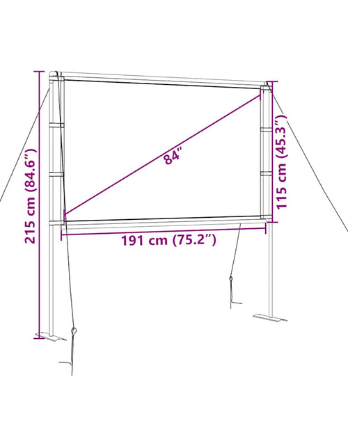 Încărcați imaginea în vizualizatorul Galerie, Ecran de proiecție cu suporturi 84 inch 16:9
