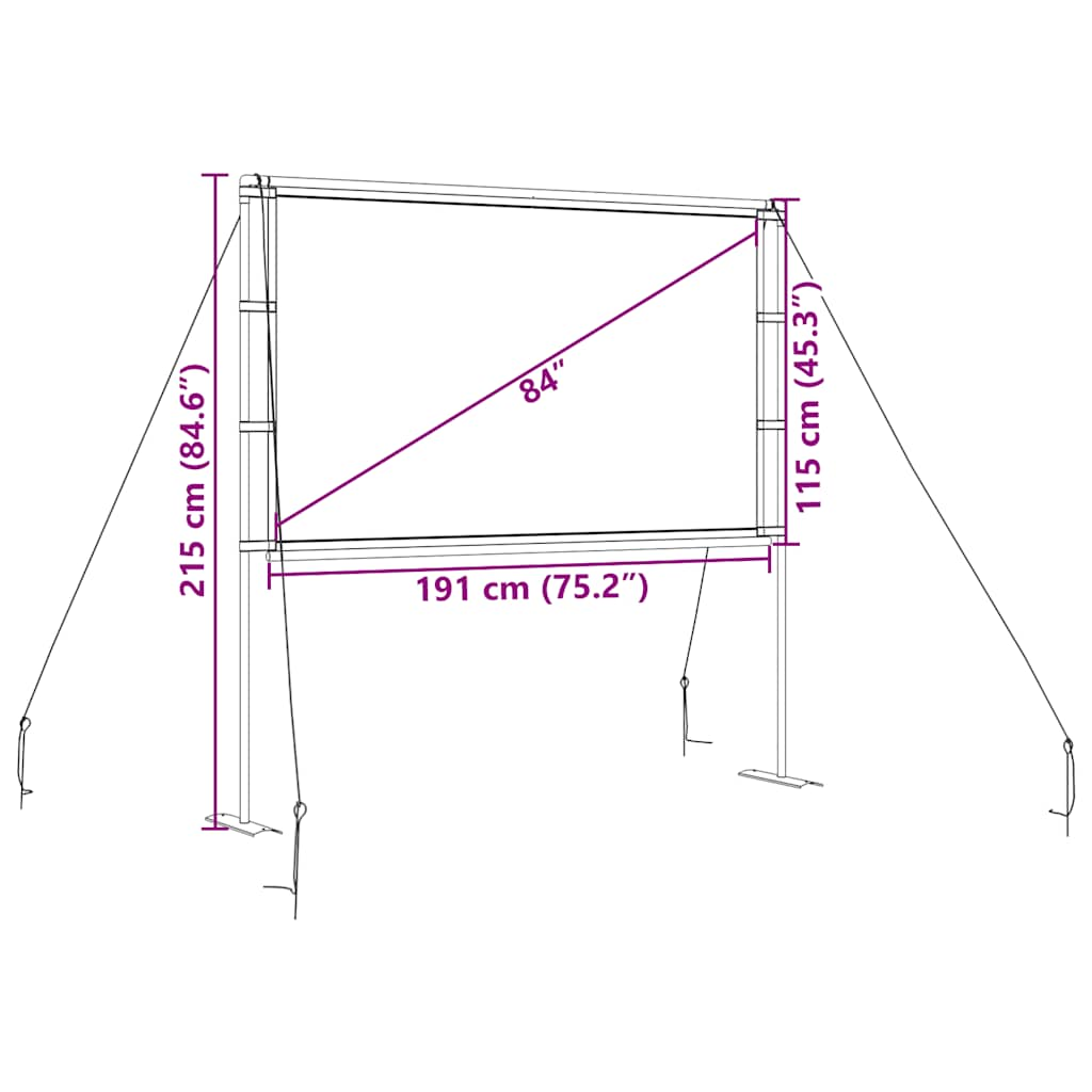 Ecran de proiecție cu suporturi 84 inch 16:9