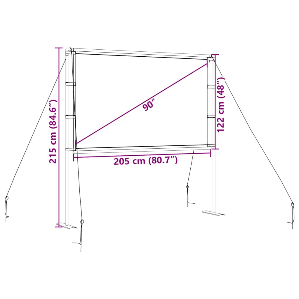 Ecran de proiecție cu suporturi 90 inch 16:9