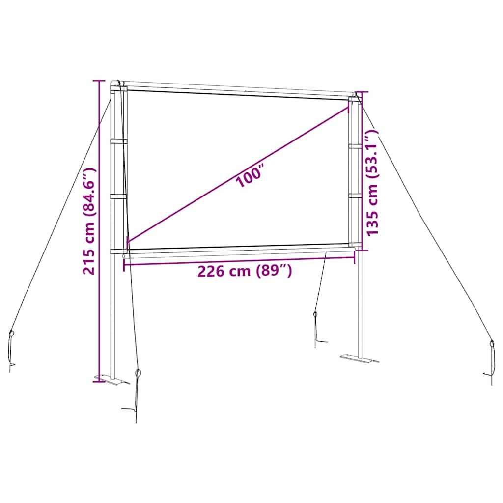 Ecran de proiecție cu suporturi 100 inch 16:9