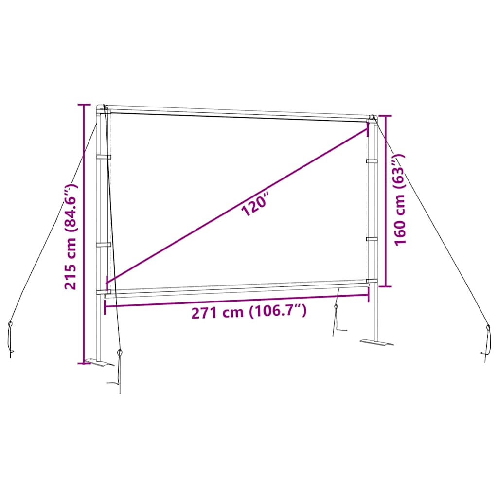 Ecran de proiecție cu suporturi 120 inch 16:9